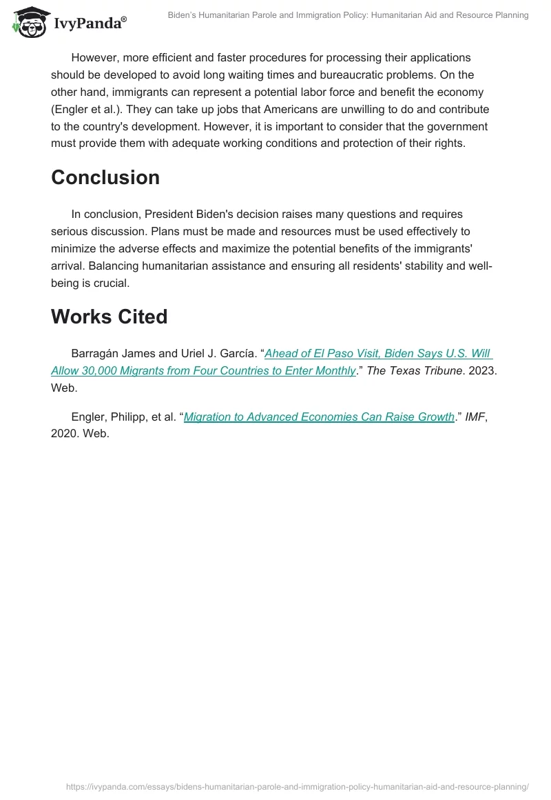 Biden’s Humanitarian Parole and Immigration Policy: Humanitarian Aid and Resource Planning. Page 2