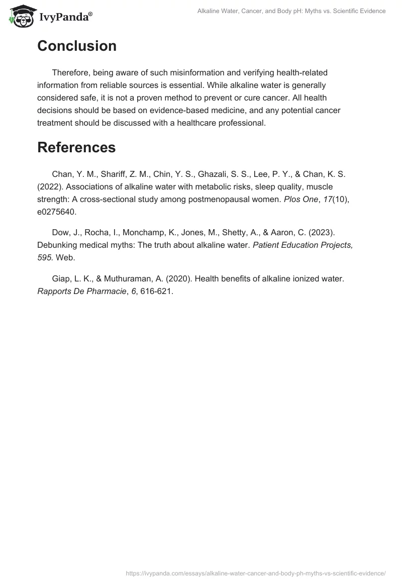 Alkaline Water, Cancer, and Body pH: Myths vs. Scientific Evidence. Page 2