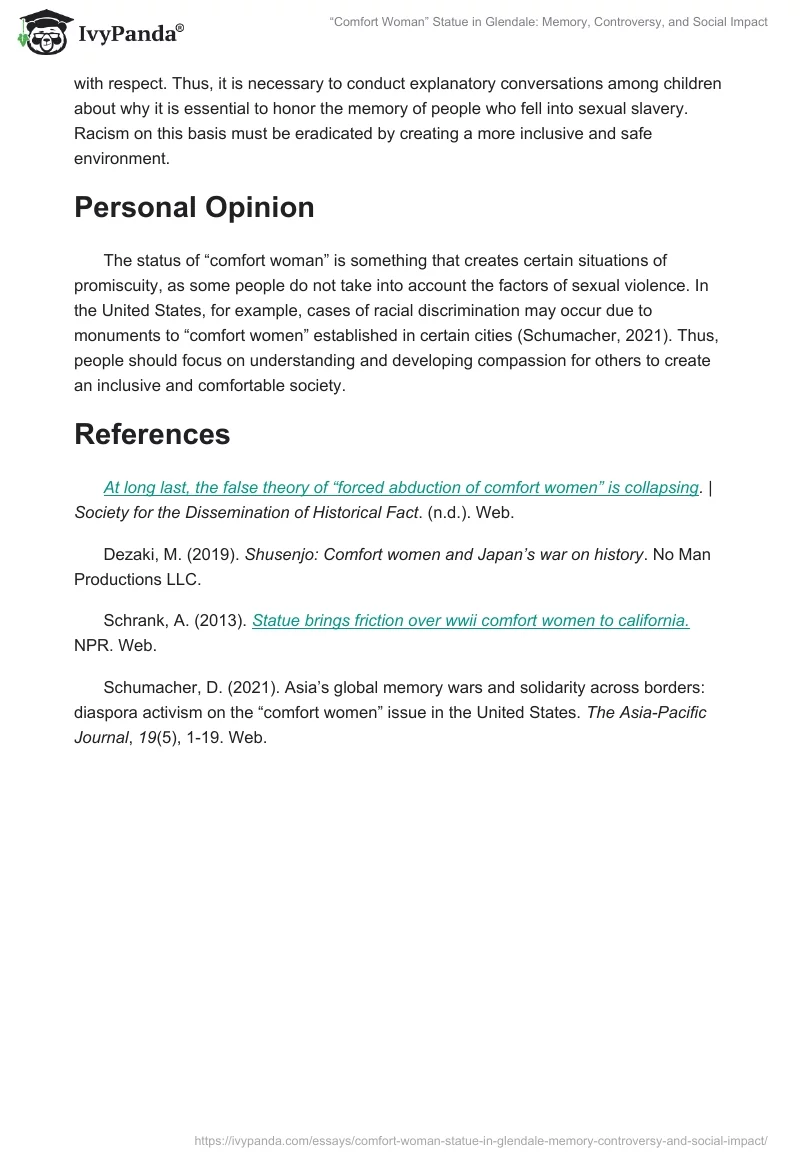 “Comfort Woman” Statue in Glendale: Memory, Controversy, and Social Impact. Page 2