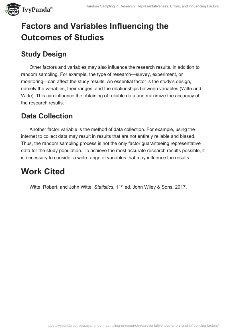 Random Sampling in Research: Representativeness, Errors, and Influencing Factors. Page 2