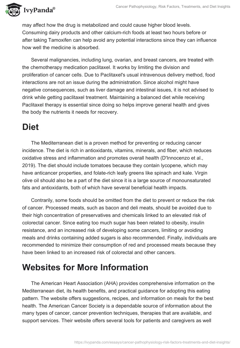 Cancer Pathophysiology, Risk Factors, Treatments, and Diet Insights. Page 2