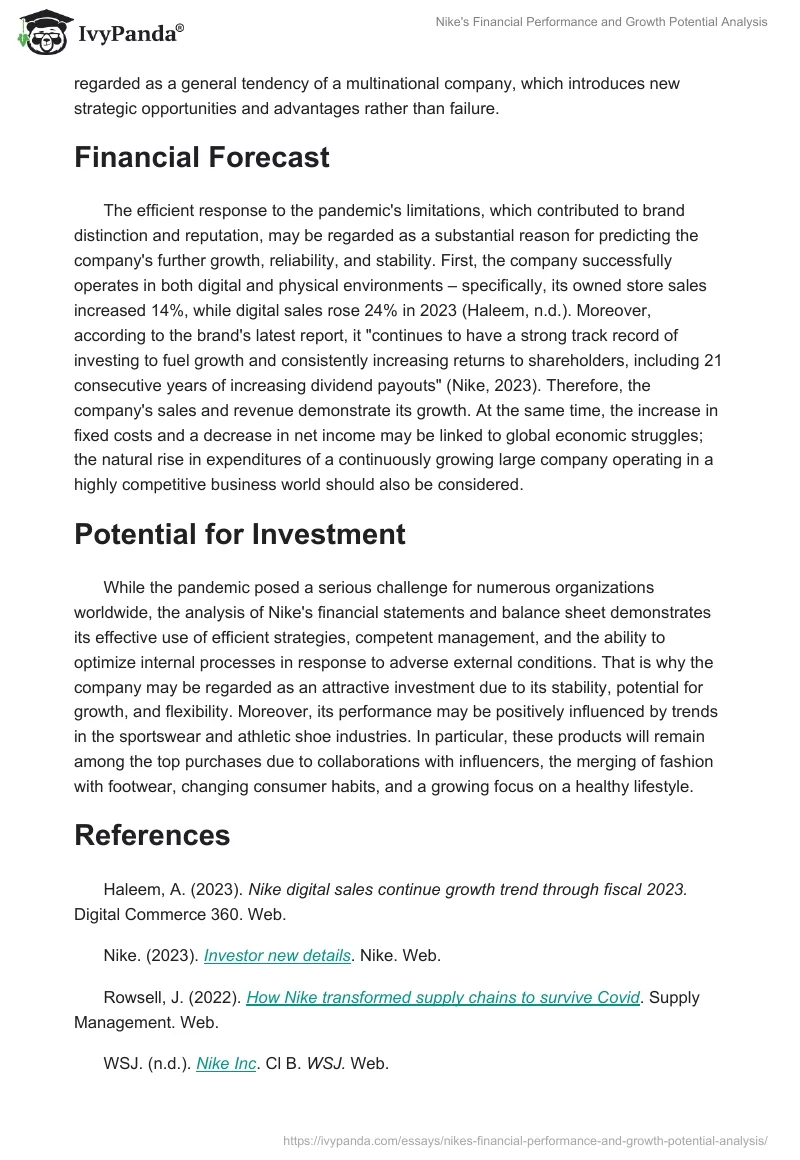 Nike's Financial Performance and Growth Potential Analysis. Page 2