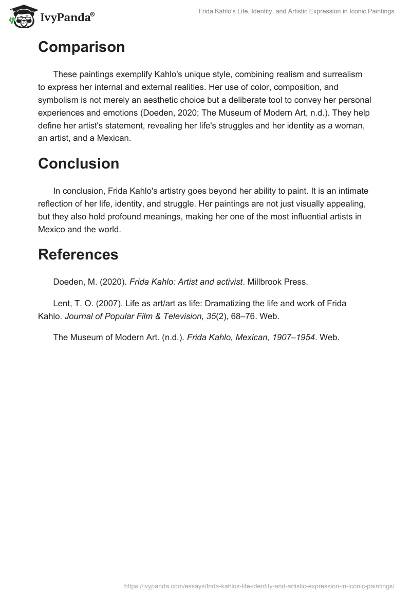 Frida Kahlo's Life, Identity, and Artistic Expression in Iconic Paintings. Page 2