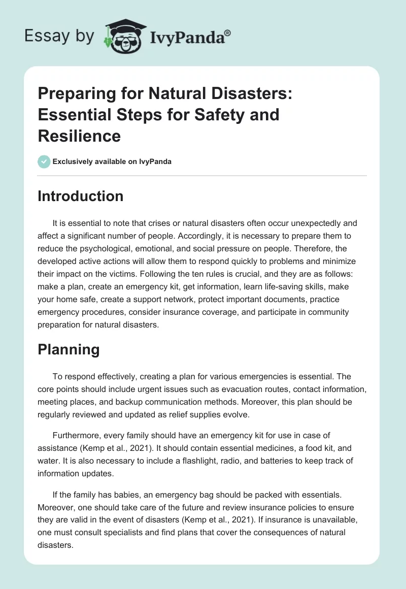 Preparing for Natural Disasters: Essential Steps for Safety and Resilience. Page 1