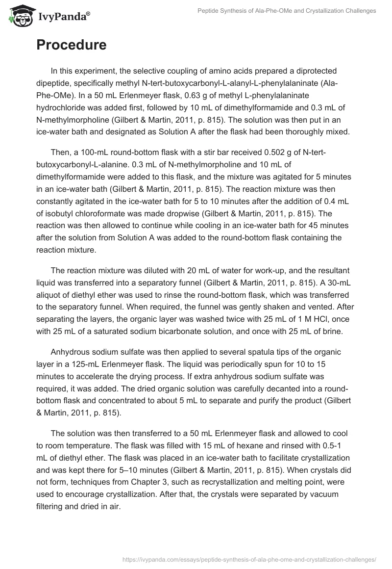 Peptide Synthesis of Ala-Phe-OMe and Crystallization Challenges. Page 2