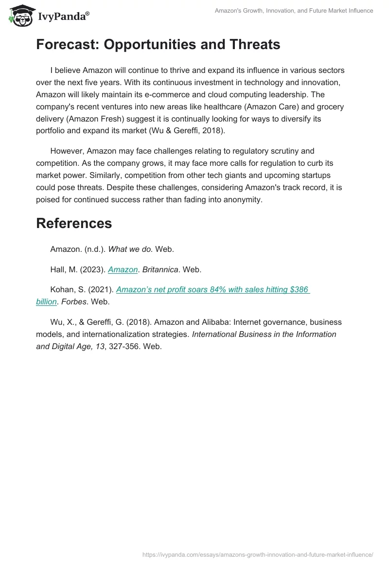 Amazon's Growth, Innovation, and Future Market Influence. Page 2