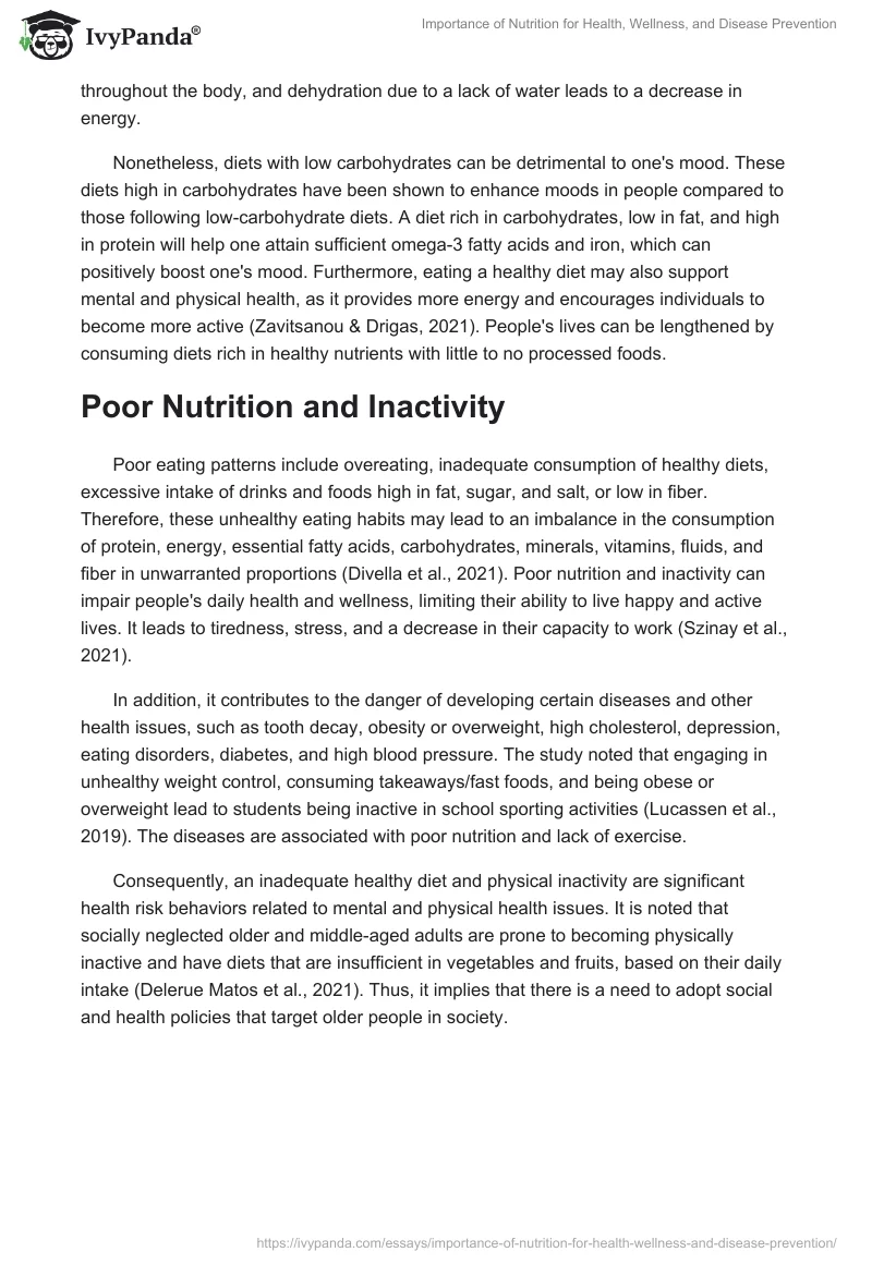 Importance of Nutrition for Health, Wellness, and Disease Prevention. Page 2