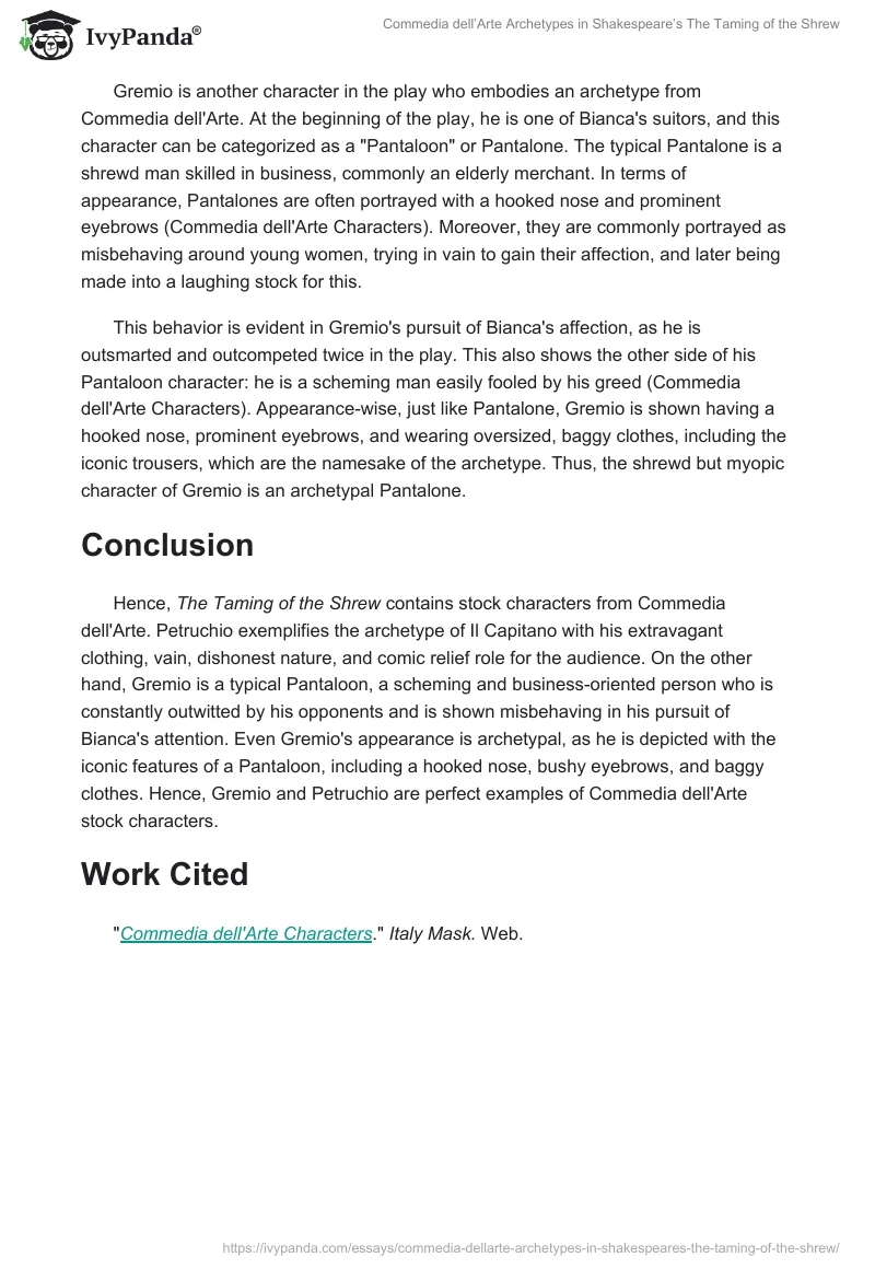Commedia dell’Arte Archetypes in Shakespeare’s The Taming of the Shrew. Page 2