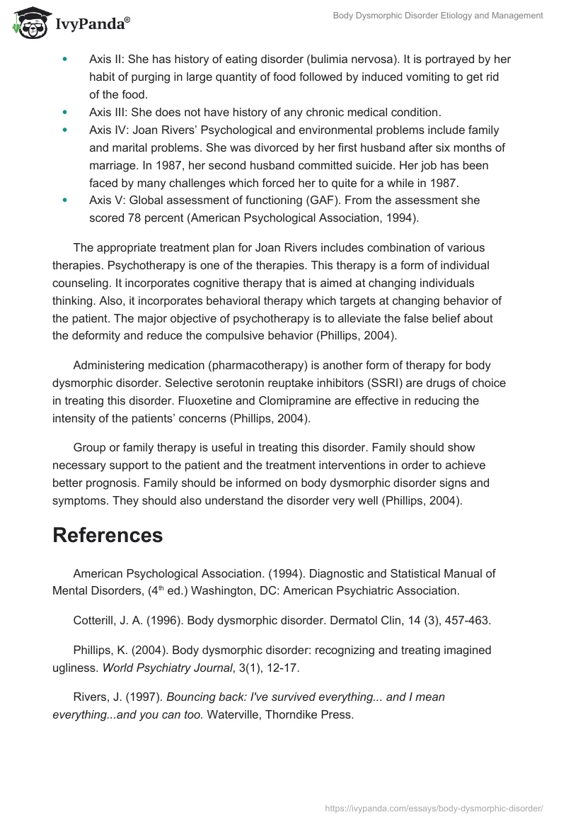 Body Dysmorphic Disorder Etiology and Management. Page 4