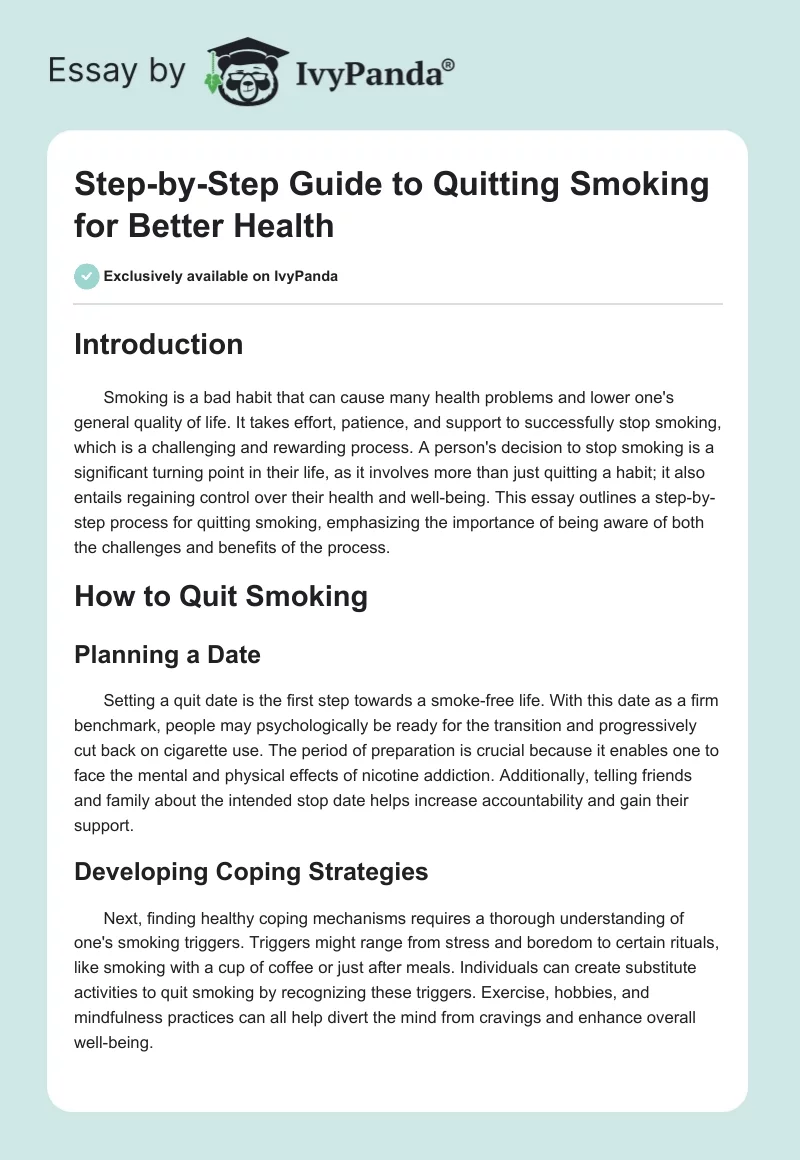 Step-by-Step Guide to Quitting Smoking for Better Health. Page 1