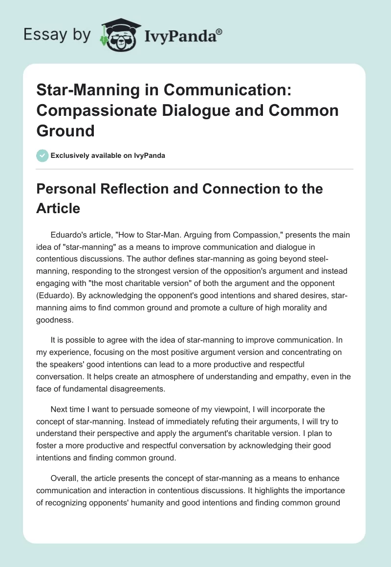 Star-Manning in Communication: Compassionate Dialogue and Common Ground. Page 1