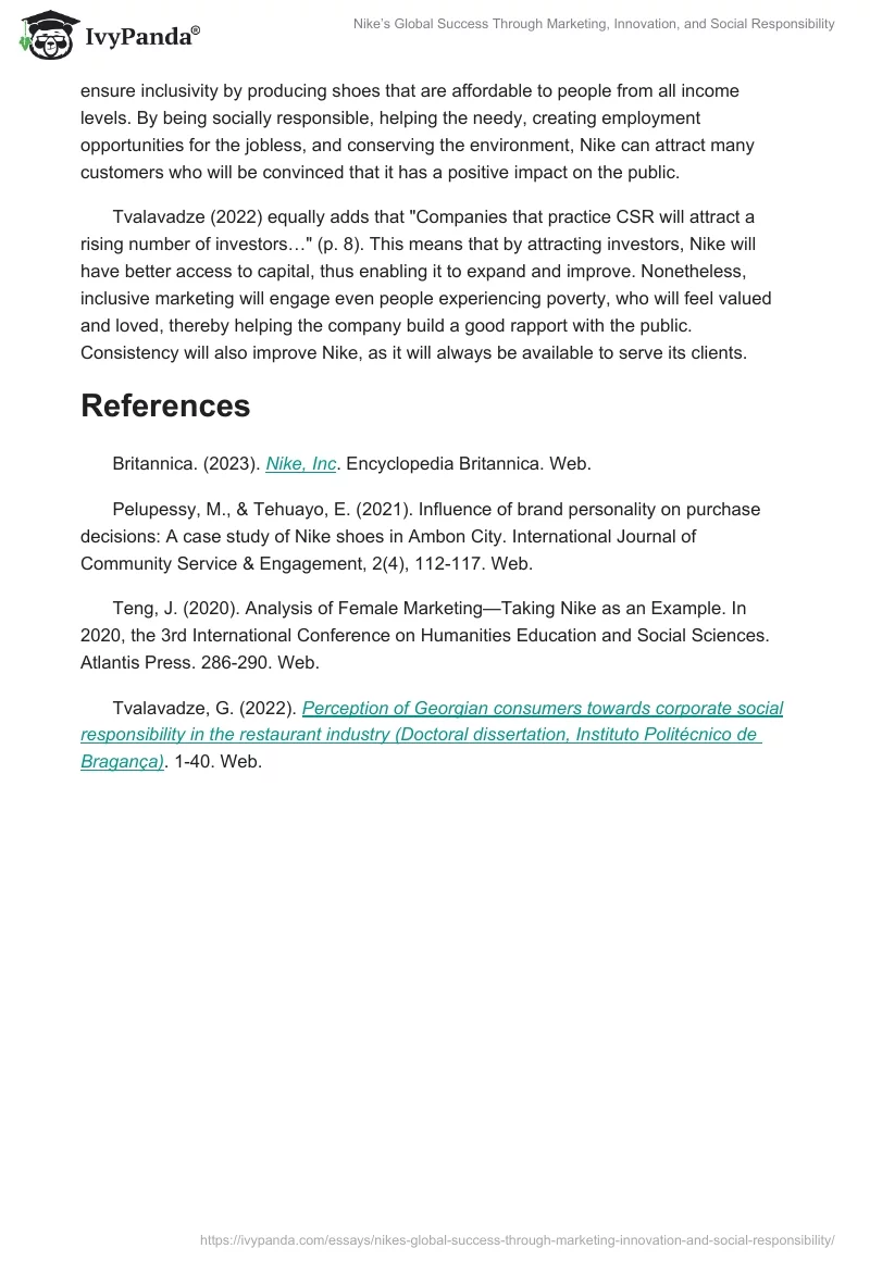 Nike’s Global Success Through Marketing, Innovation, and Social Responsibility. Page 2