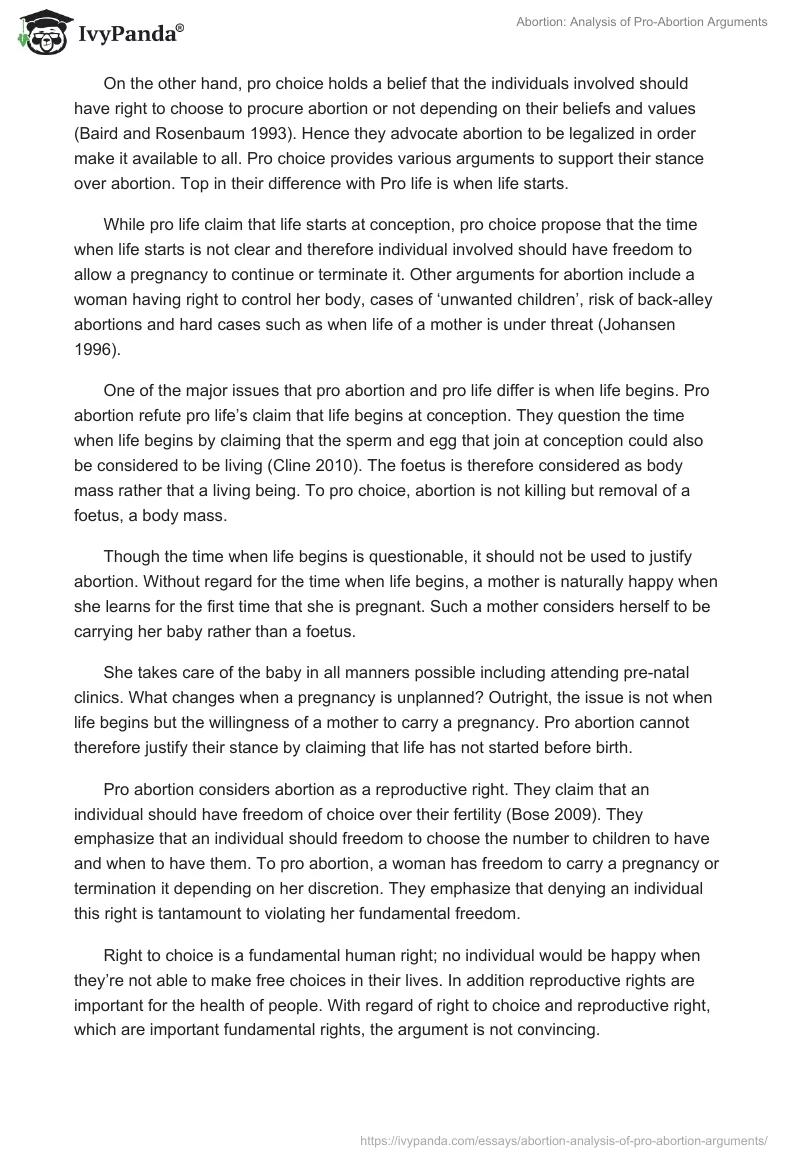 Abortion: Analysis of Pro-Abortion Arguments. Page 2
