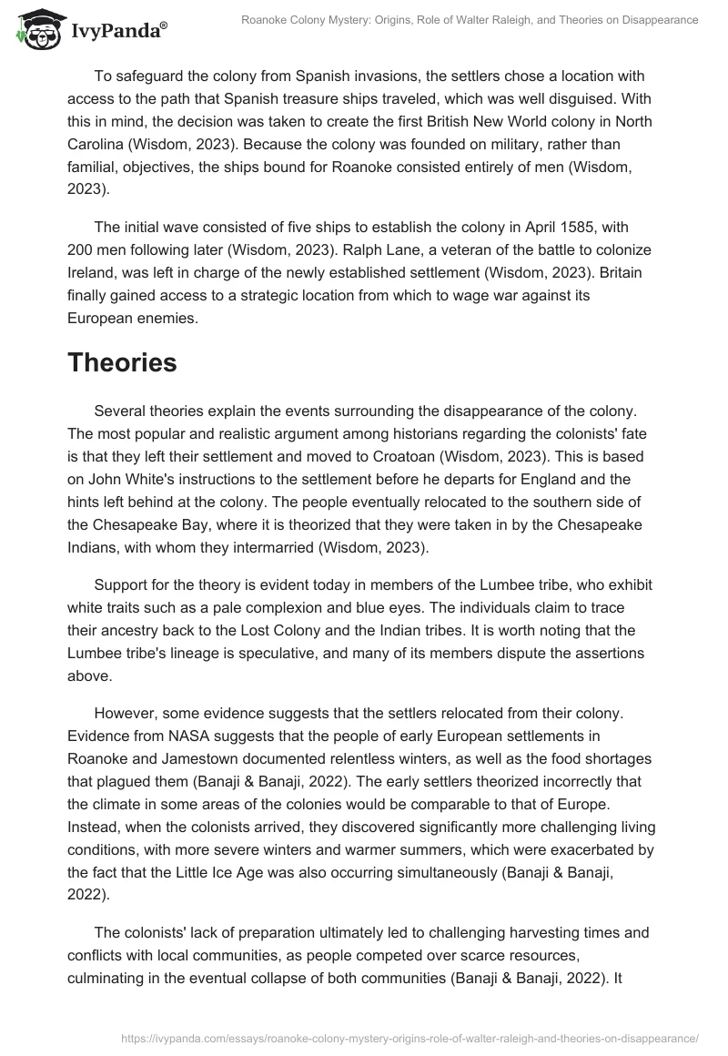 Roanoke Colony Mystery: Origins, Role of Walter Raleigh, and Theories on Disappearance. Page 2