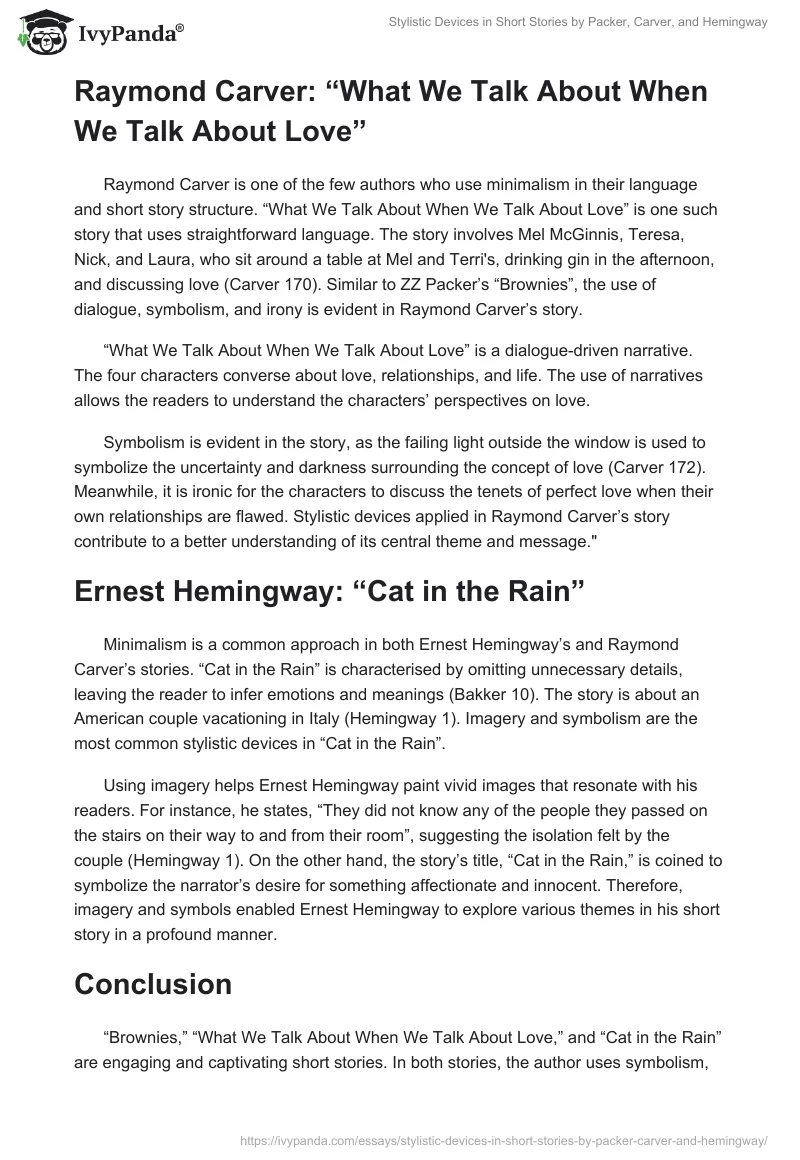 Stylistic Devices in Short Stories by Packer, Carver, and Hemingway. Page 2