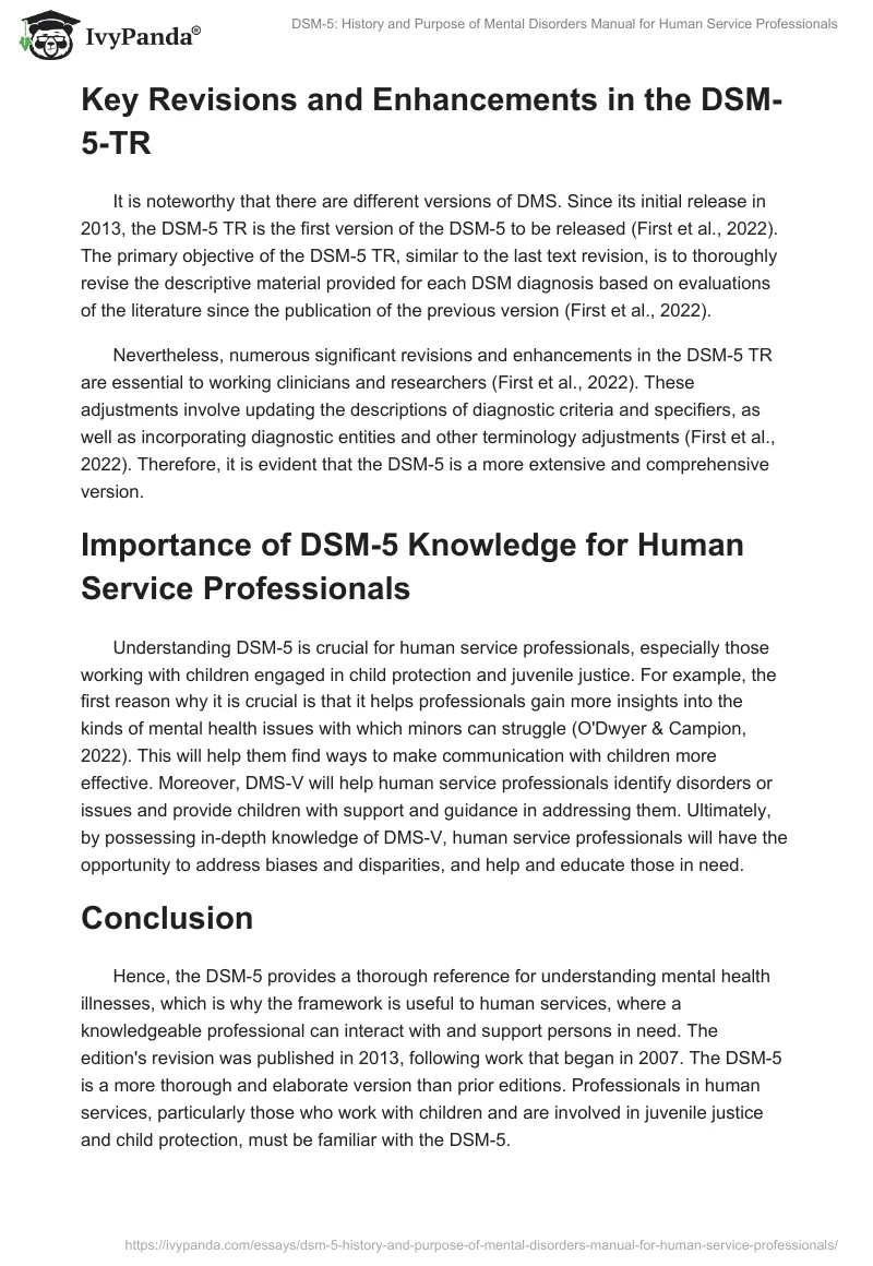 DSM-5: History and Purpose of Mental Disorders Manual for Human Service Professionals. Page 2