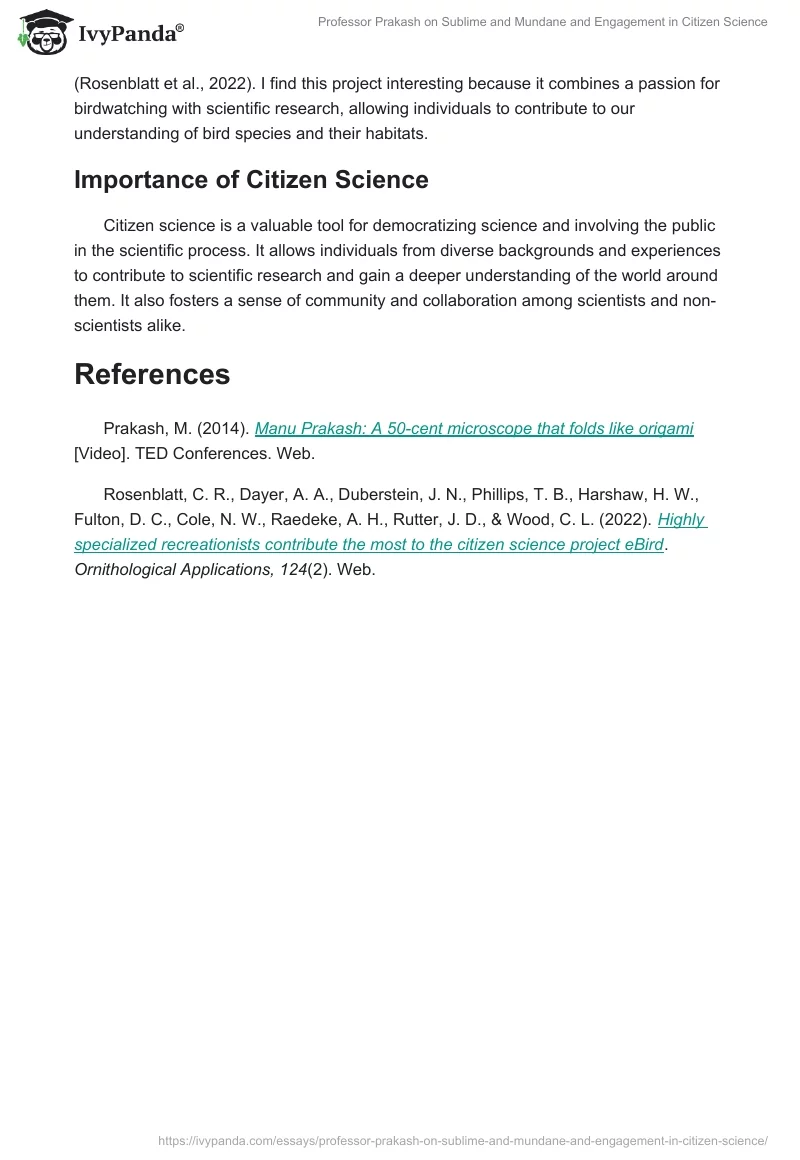 Professor Prakash on Sublime and Mundane and Engagement in Citizen Science. Page 2