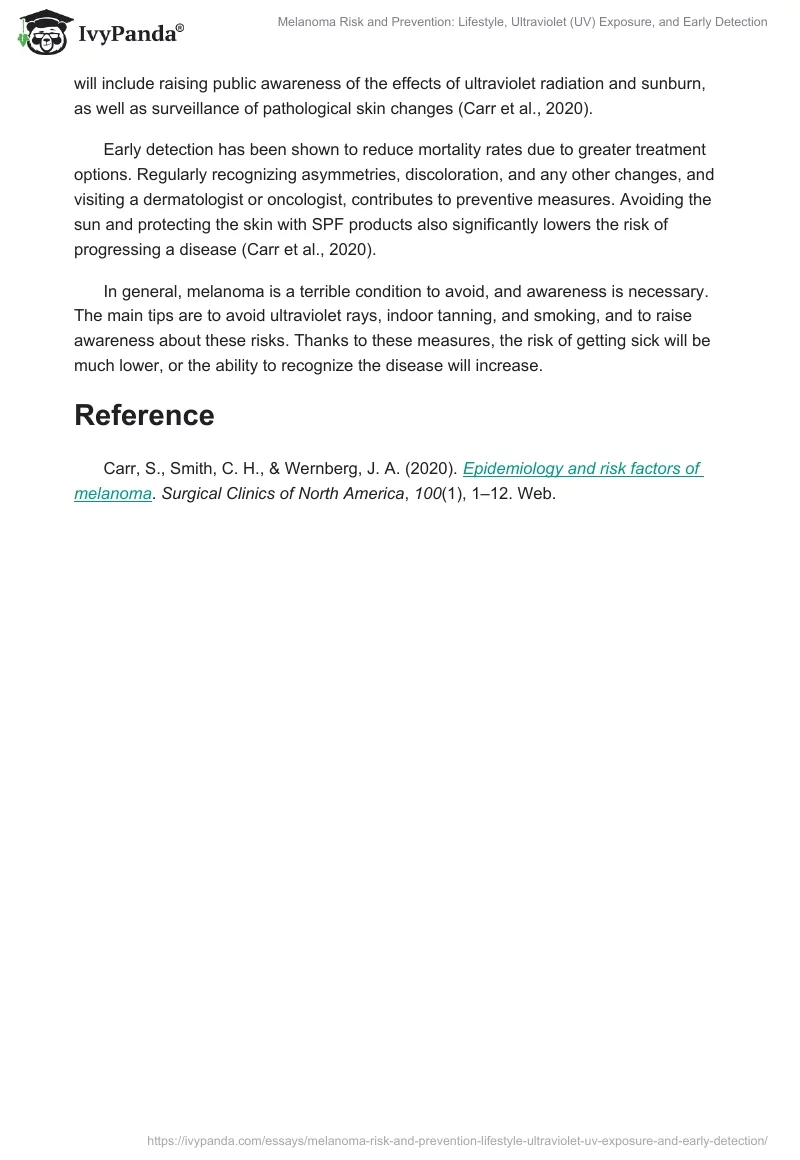Melanoma Risk and Prevention: Lifestyle, Ultraviolet (UV) Exposure, and Early Detection. Page 2