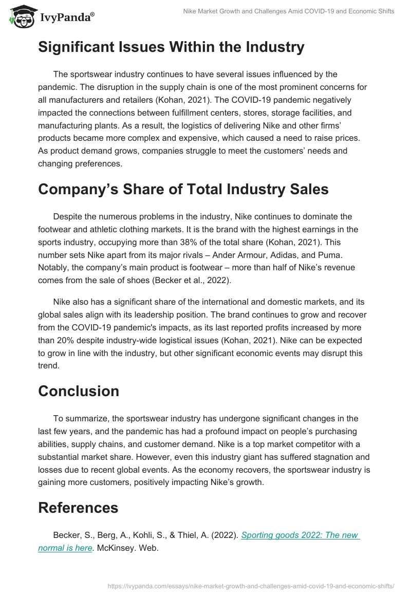 Nike Market Growth and Challenges Amid COVID-19 and Economic Shifts. Page 2
