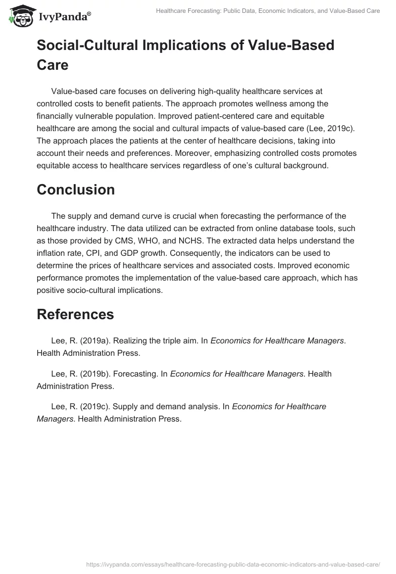 Healthcare Forecasting: Public Data, Economic Indicators, and Value-Based Care. Page 2