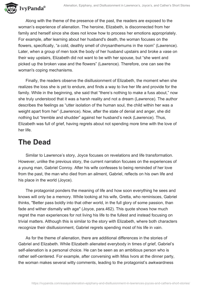 Alienation, Epiphany, and Disillusionment in Lawrence’s, Joyce’s, and Cather’s Short Stories. Page 2