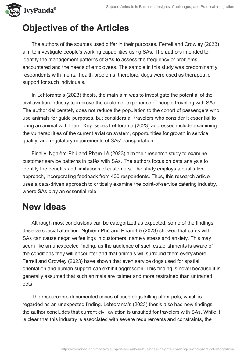 Support Animals in Business: Insights, Challenges, and Practical Integration. Page 2