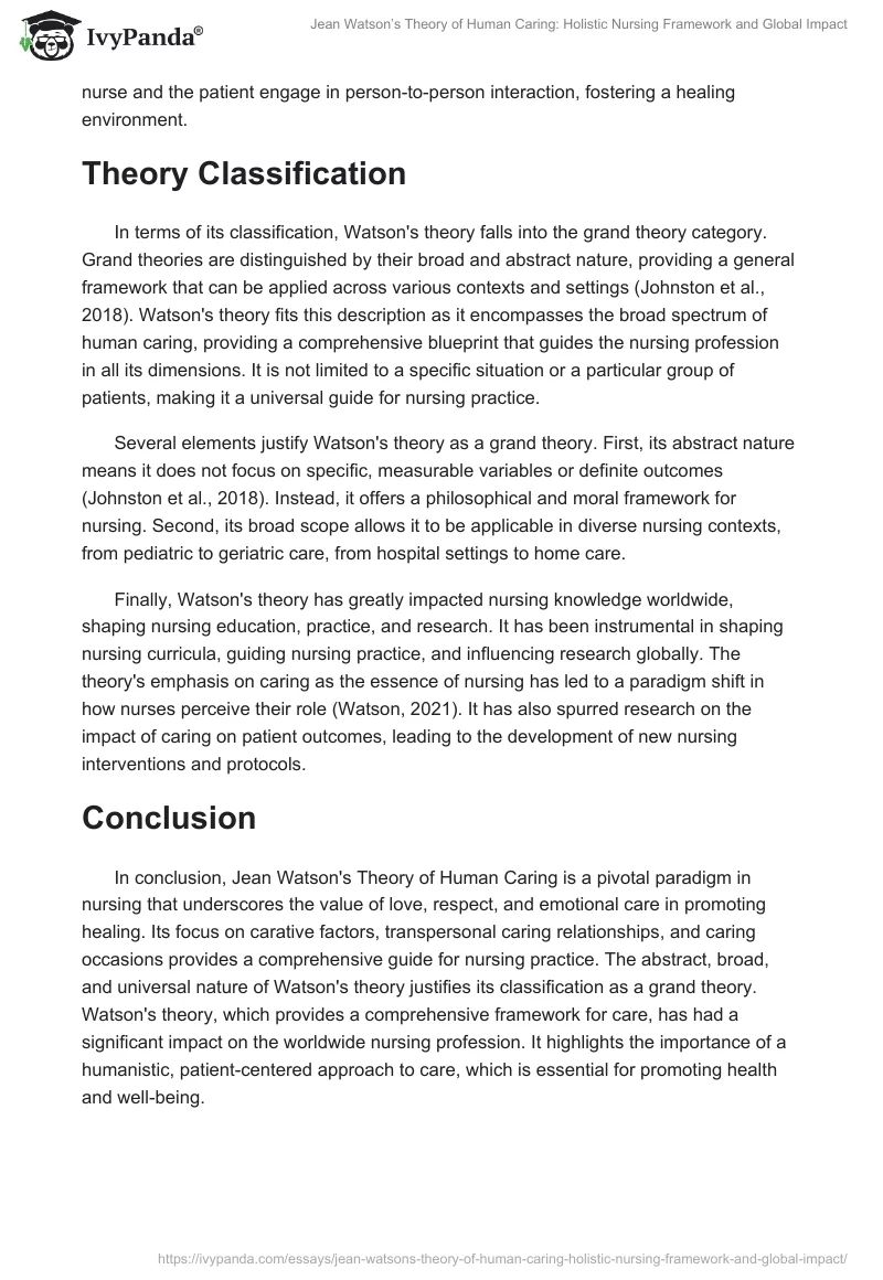Jean Watson’s Theory of Human Caring: Holistic Nursing Framework and Global Impact. Page 2