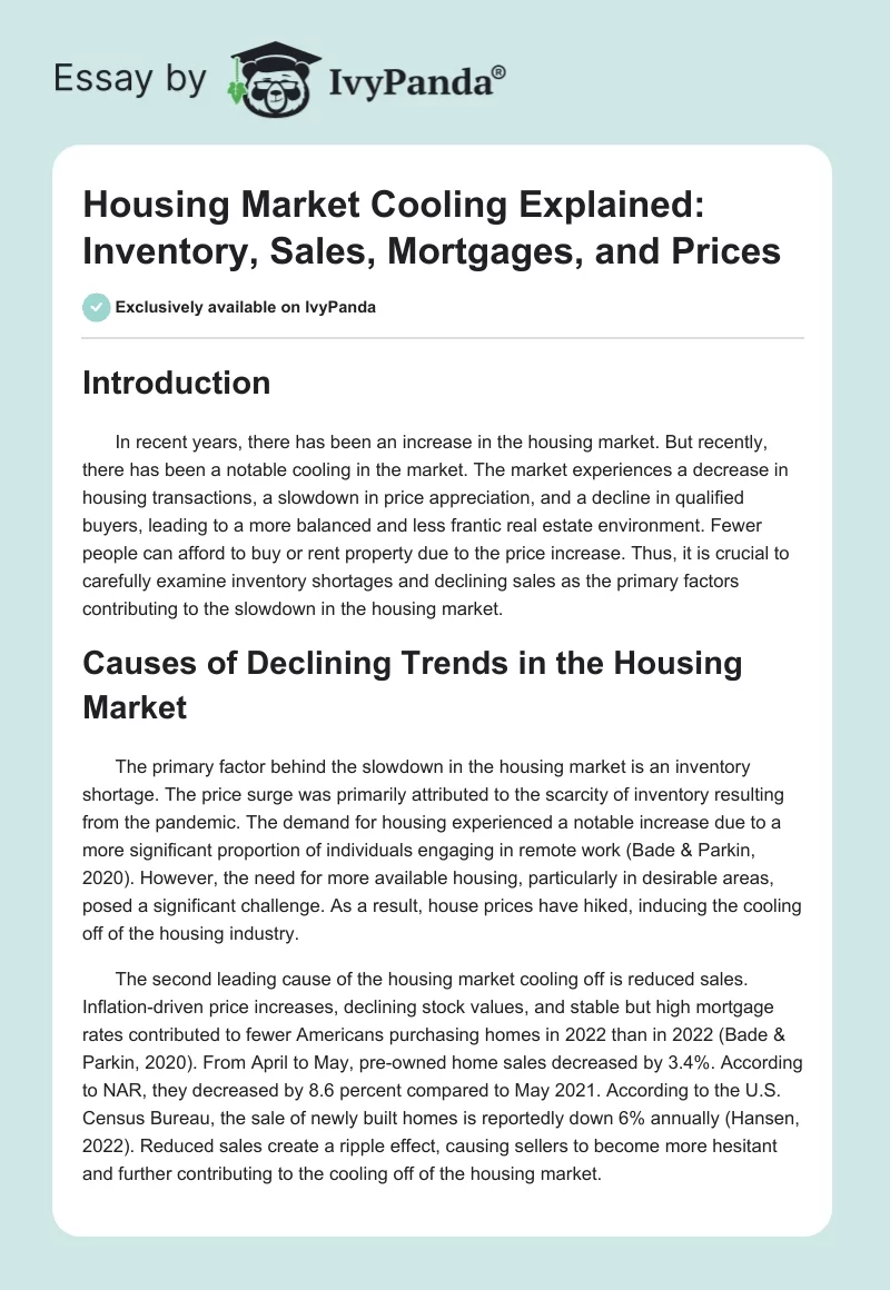 Housing Market Cooling Explained: Inventory, Sales, Mortgages, and Prices. Page 1