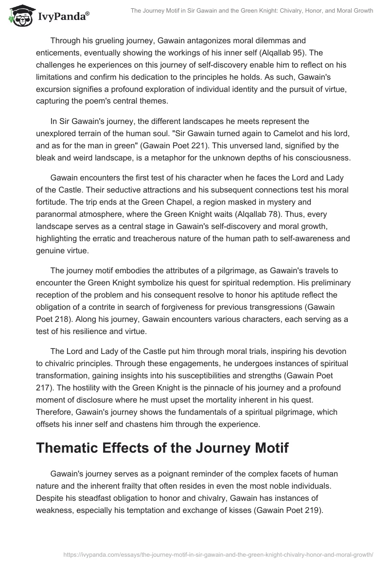 The Journey Motif in Sir Gawain and the Green Knight: Chivalry, Honor, and Moral Growth. Page 2