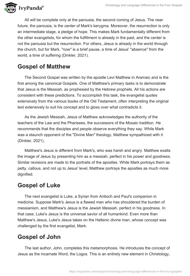 Christology and Language Differences in the Four Gospels. Page 2