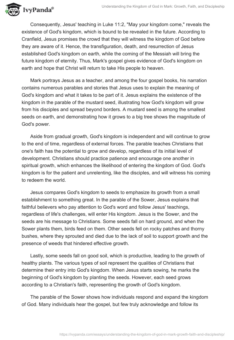 Understanding the Kingdom of God in Mark: Growth, Faith, and Discipleship. Page 2