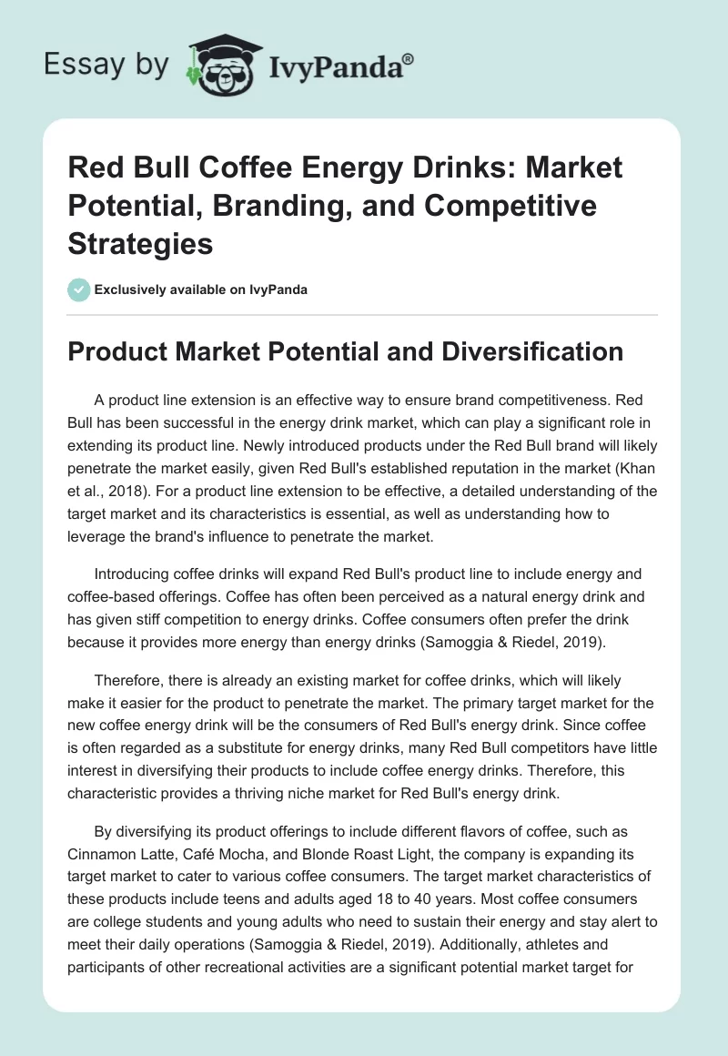 Red Bull Coffee Energy Drinks: Market Potential, Branding, and Competitive Strategies. Page 1