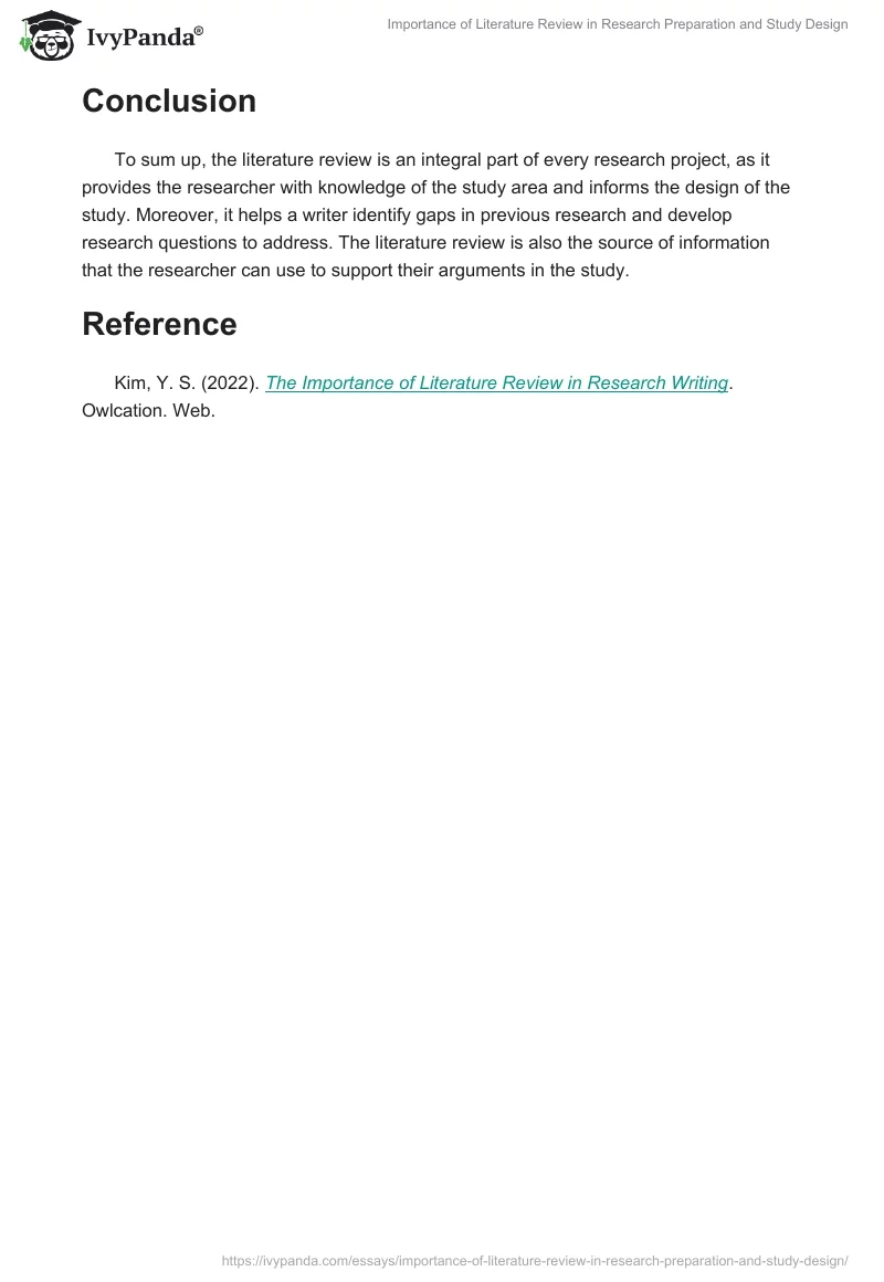 Importance of Literature Review in Research Preparation and Study Design. Page 2