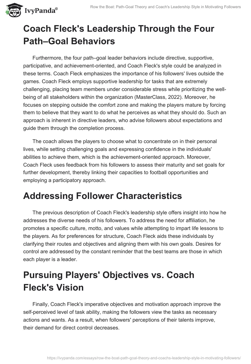 Row the Boat: Path-Goal Theory and Coach's Leadership Style in Motivating Followers. Page 2