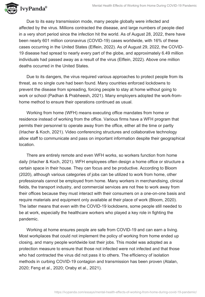 Mental Health Effects of Working from Home During COVID-19 Pandemic. Page 2