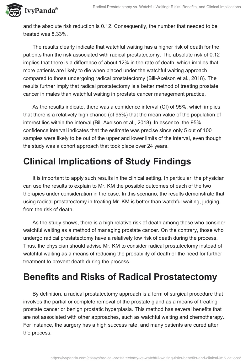 Radical Prostatectomy vs. Watchful Waiting: Risks, Benefits, and Clinical Implications. Page 2
