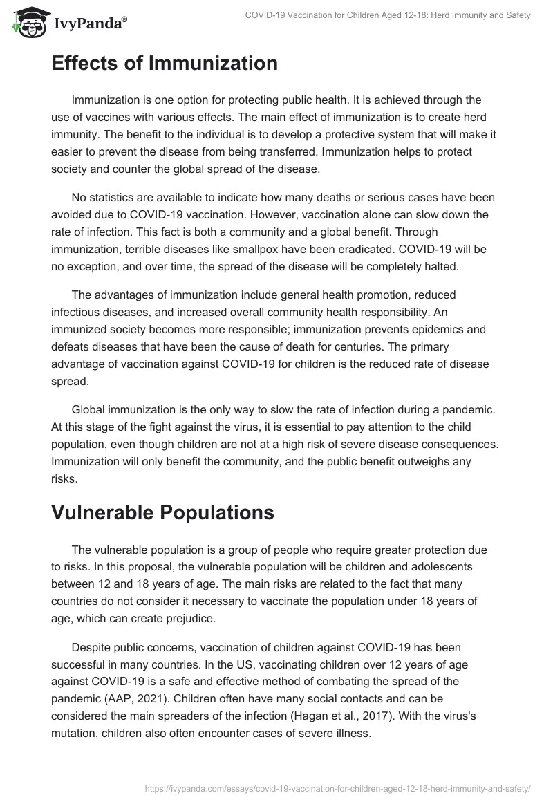 COVID-19 Vaccination for Children Aged 12-18: Herd Immunity and Safety. Page 2