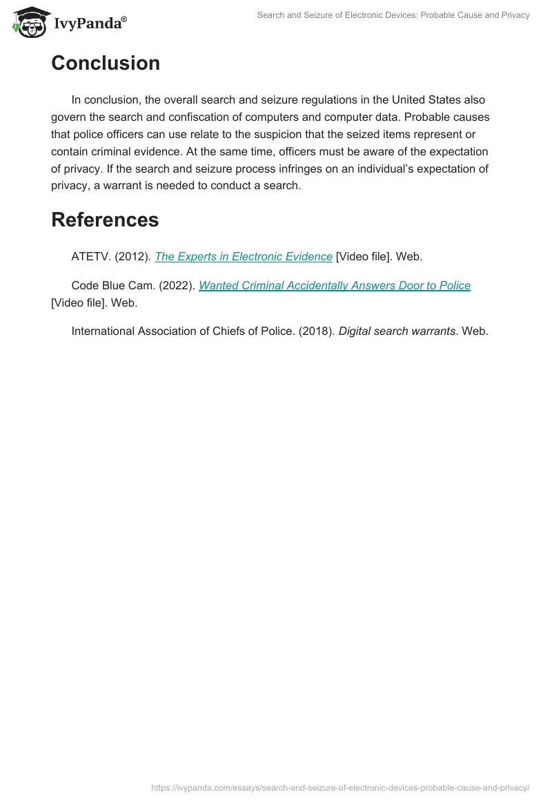 Search and Seizure of Electronic Devices: Probable Cause and Privacy. Page 2