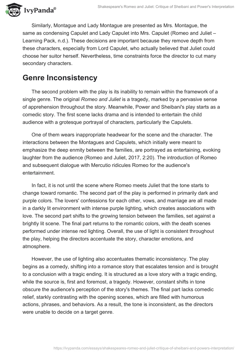 Shakespeare's Romeo and Juliet: Critique of Sheibani and Power's Interpretation. Page 2