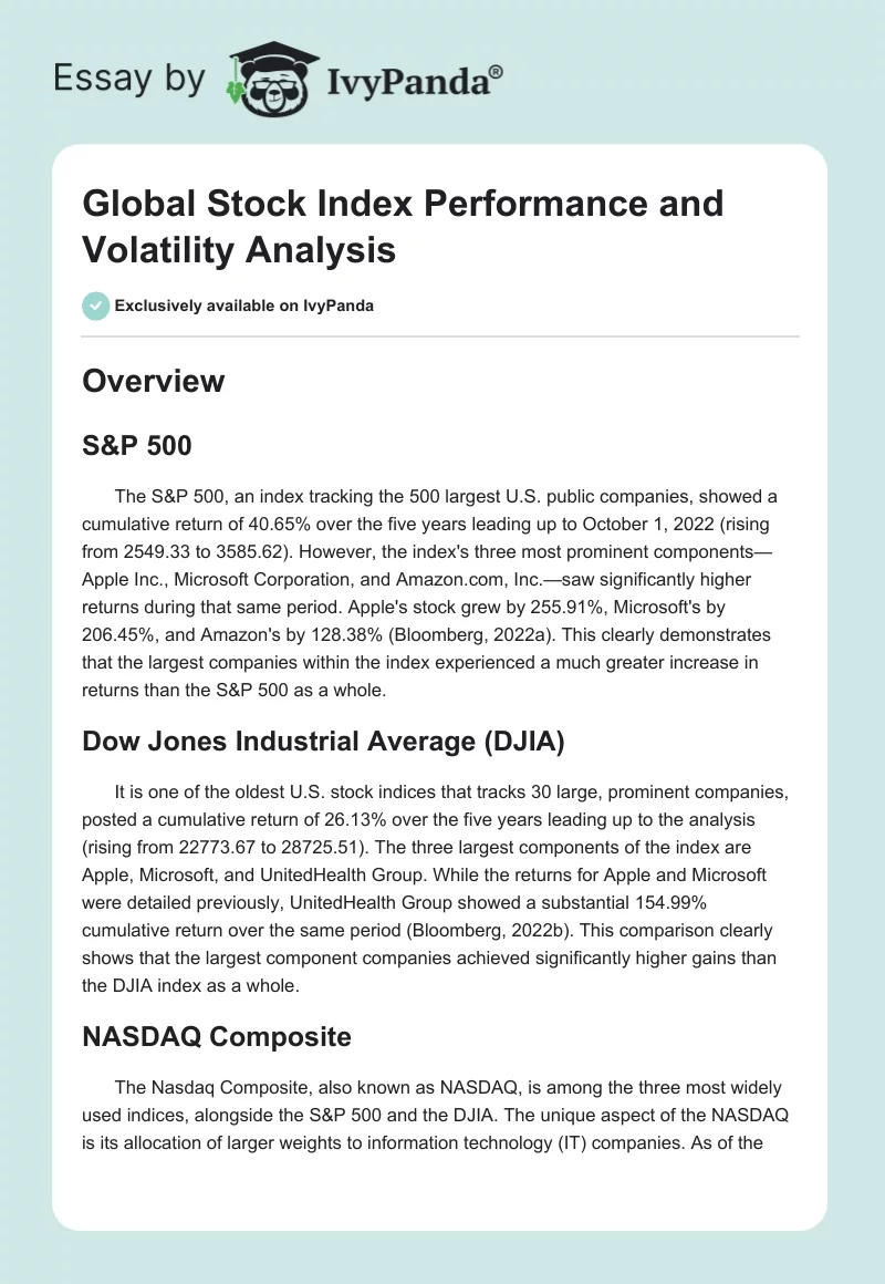 Global Stock Index Performance and Volatility Analysis. Page 1
