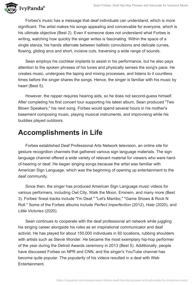 Sean Forbes: Deaf Hip-Hop Pioneer and Advocate for Inclusive Music. Page 2