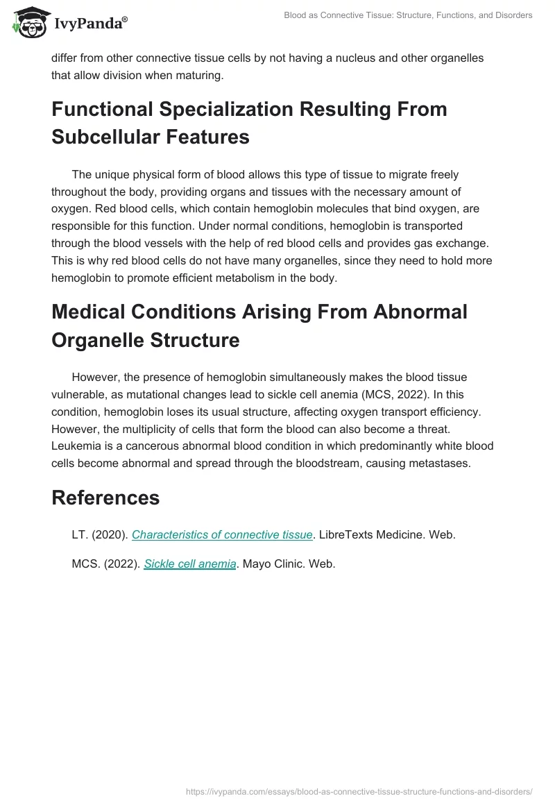 Blood as Connective Tissue: Structure, Functions, and Disorders. Page 2