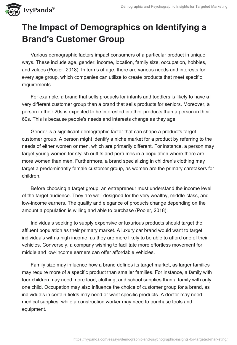 Demographic and Psychographic Insights for Targeted Marketing. Page 2