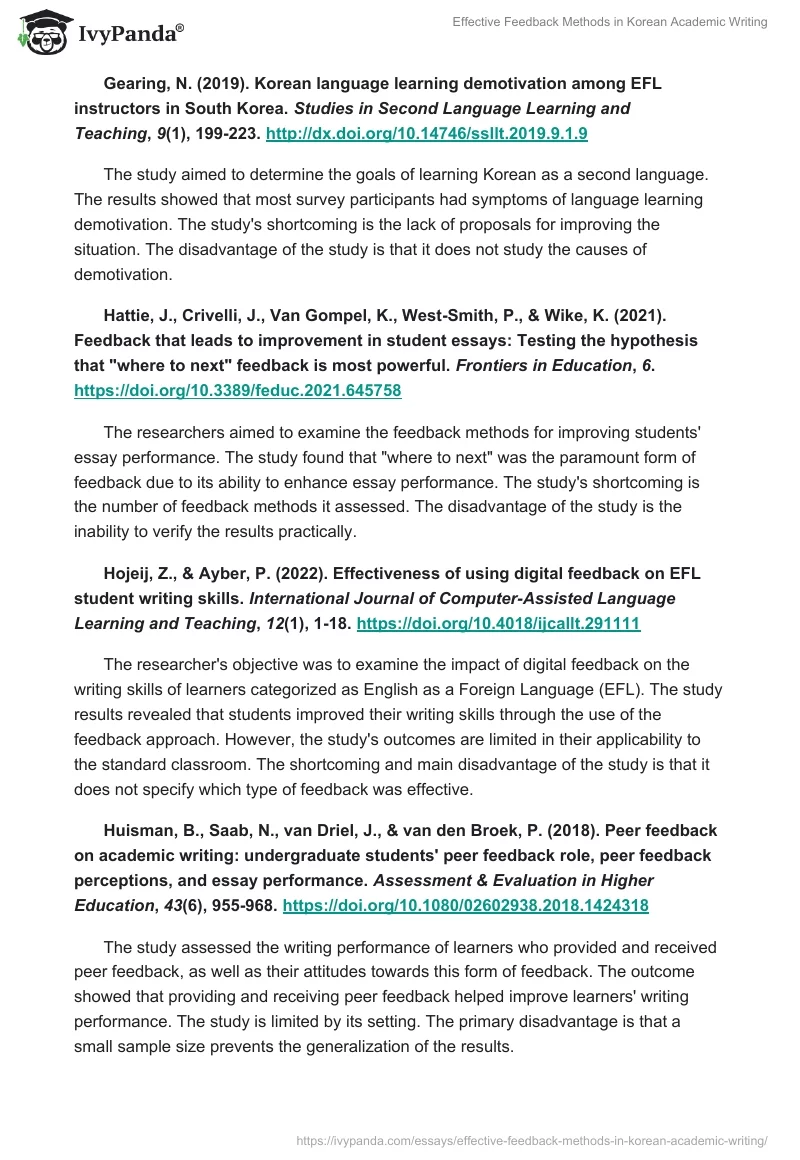 Effective Feedback Methods in Korean Academic Writing. Page 2