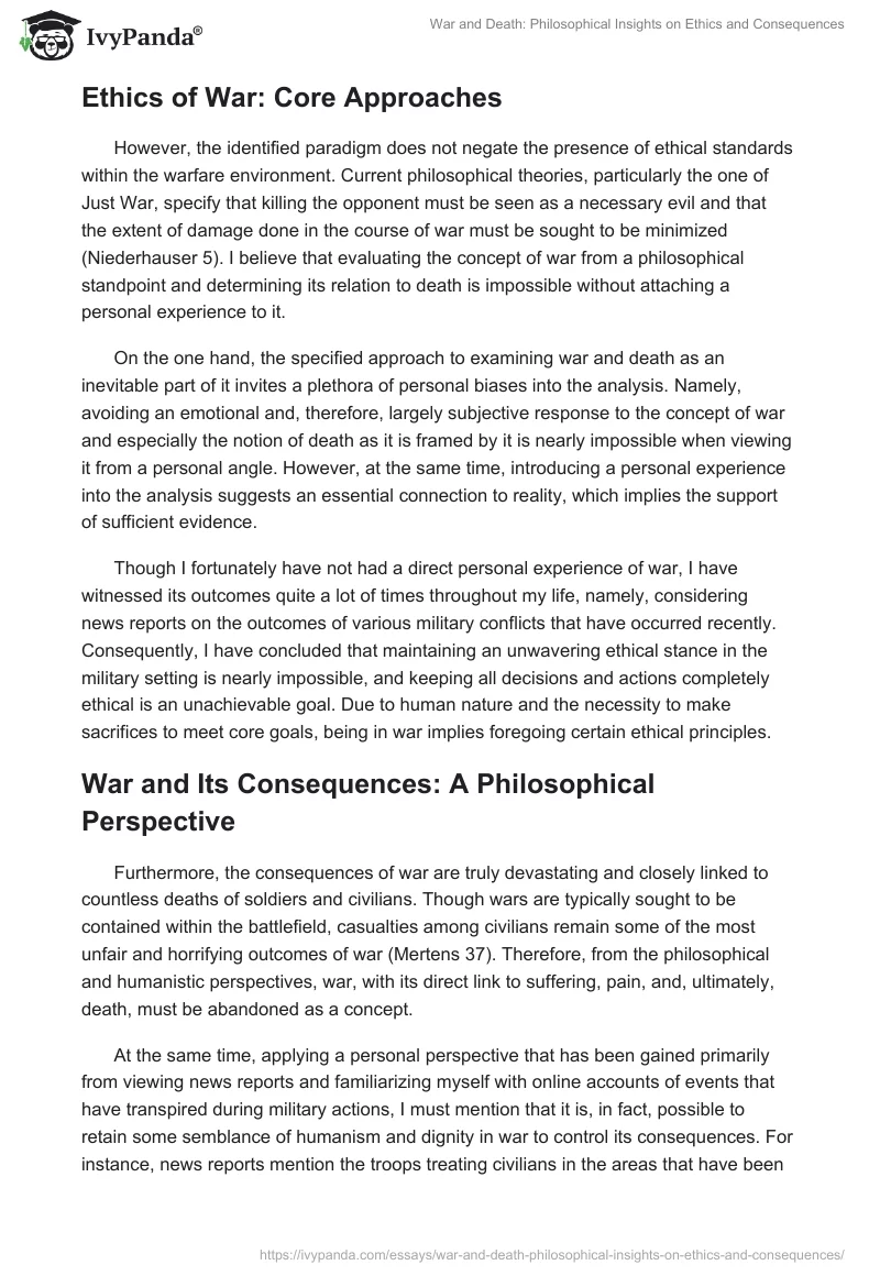War and Death: Philosophical Insights on Ethics and Consequences. Page 2