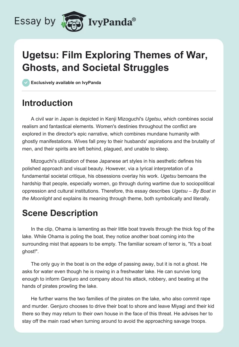 Ugetsu: Film Exploring Themes of War, Ghosts, and Societal Struggles. Page 1