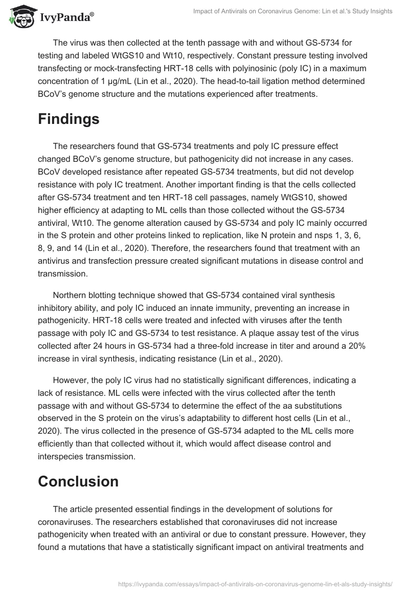 Impact of Antivirals on Coronavirus Genome: Lin et al.'s Study Insights. Page 2
