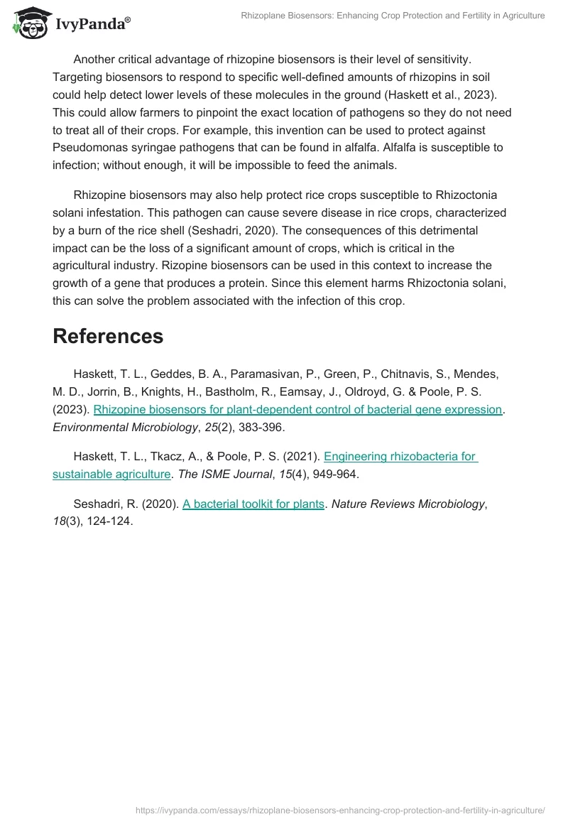 Rhizoplane Biosensors: Enhancing Crop Protection and Fertility in Agriculture. Page 2