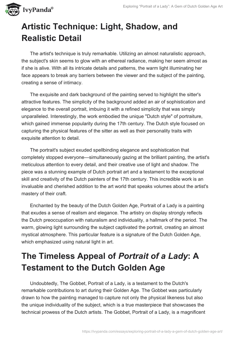 Exploring “Portrait of a Lady”: A Gem of Dutch Golden Age Art. Page 2