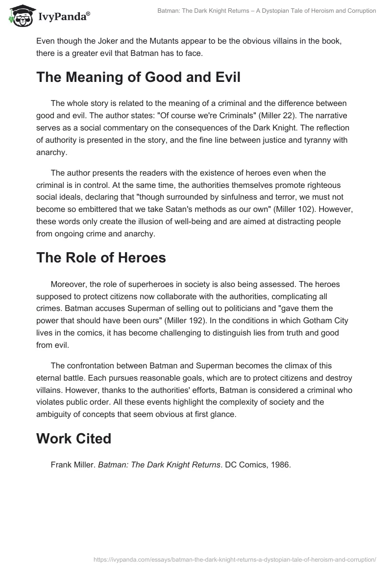 Batman: The Dark Knight Returns – A Dystopian Tale of Heroism and Corruption. Page 2